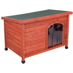 Zooplus Woody Hundehus med fladt tag og plast-dr - Str M