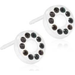 Blomdahl Brilliance Puck Hollow Earrings - White/Black