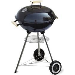 Algon Barbecue À Charbon Avec Couvercle et Roulettes Noir Ø 45 cm