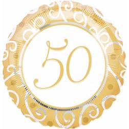 Amscan Foil Ballon Standard 50th Anniversary White/Gold