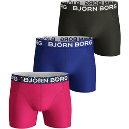 Björn Borg Seasonal Solid Cotton Stretch Shorts 3-pack - Fuchsia Purple