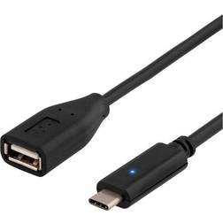 Deltaco USB A - USB C F-M 2.0 1m