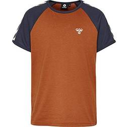 Hummel Svend Junior T-Shirt Blue/Brown, Unisex, Azul/Marrón