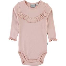 Wheat Body Rib Ruffle LS - Misty Rose