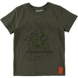 Wheat 7 Dwarfs Happy Disney T-shirt - Army Leaf