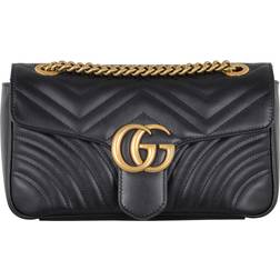 Gucci Small GG Marmont Shoulder Bag - Black Leather