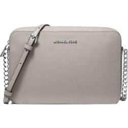 Michael Kors Jet Set Large Saffiano Leather Crossbody Bag - Pearl Grey