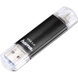 Hama Laeta Twin, 16GB 16GB USB 3.0 (3.1 Gen 1) Tipo-A Nero unità flash USB
