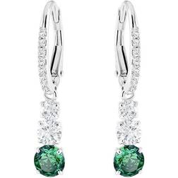 Swarovski Attract Trilogy Pierced Earrings - Silver/Green