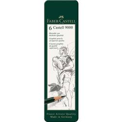 Faber-Castell 9000 Graphite Pencils Tin of 6