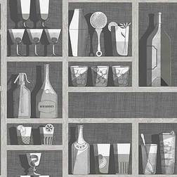 Cole & Son Cocktails Wallpaper Fornasetti Senza Tempo Roll Soot Snow