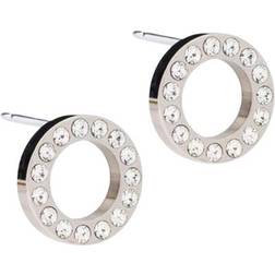 Blomdahl Brilliance Puck Hollow Earrings 10mm - Silver/Transparent