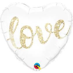 Qualatex Foil Ballon Love Glitter Gold/White