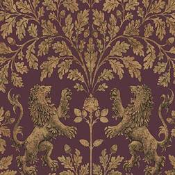 Cole & Son Boscobel Oak Wallpaper Pearwood Collection Metallic Autumnal Gold on Claret 116/10038 Roll