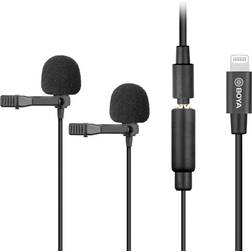 Boya By-m2d double cravate numérique omnidirectionnelle Microphone à revers Lightning Ios