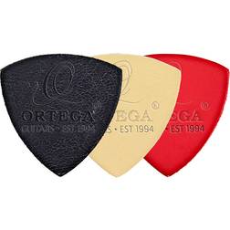 Ortega Guitars Leather Picks for Ukuleles & Guitars, 3-Pack #UKEPICK-ASS