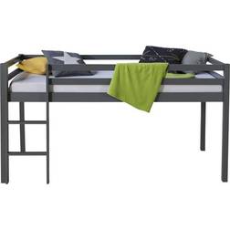 Homestyle4u Cabin Bunk Bed High Sleeper Bed Grey Pine