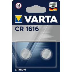 Varta CR 1616, 6616101402, Batteria Litio a Bottone, Piatta, Specialistica, 3 Volts, Diametro 16mm, Altezza 1,6mm, confezione 2 pile