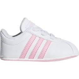 adidas Infant VL Court 2.0 Laces - Cloud White/True Pink/Light Granite