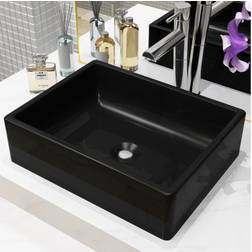 vidaXL Lavabo De Cerámica Rectangular Negro 41x30x12 cm