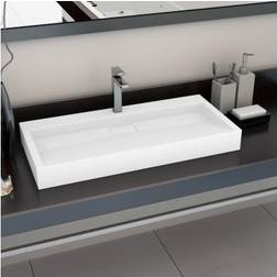 vidaXL Lavandino 100x46x11 cm Blocco In Marmo/Minerale Bianco