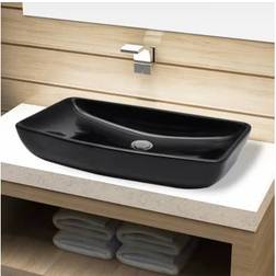 vidaXL Lavabo De Cerámica Negro Rectangular