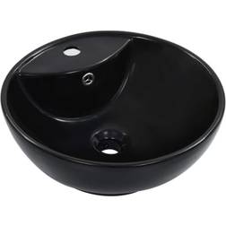 vidaXL Lavabo Avec Trop-Plein 46.5 x 18 cm Céramique Noir