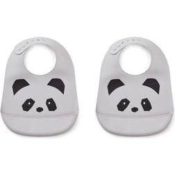 Liewood Tilda Hagesmæk i Silikone 2-pack Panda Dumbo Grey