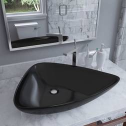 vidaXL Lavabo De Cerámica Triangular Negro 645x455x115 mm