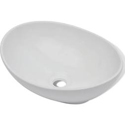 vidaXL Lavabo De Baño Con Grifo Mezclador Cerámica Ovalado Blanco