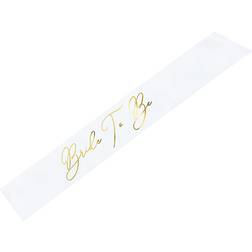 PartyDeco Sash Bride to Be White/Gold