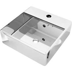 vidaXL Lavabo Avec Trop-Plein 41 x 41 x 15 cm Céramique Argenté