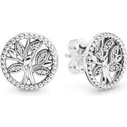 Pandora Trees of Life Earrings - Silver/Transparent