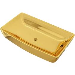 vidaXL Lavabo 71x38x13.5 cm Cerámica Dorado