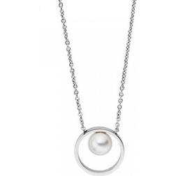 Skagen Collier et pendentif Agnethe SKJ0973040 Collier et pendentif Anneau Verre Blanc Femme Argent, Blanc