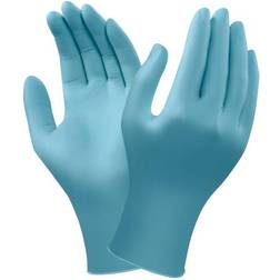 Ansell TouchNTuff 92-670 Guantes Desechables de Nitrilo, Sin Polvo, Alta Protección Química y Mecánica, Seguridad Alimentaria, Guantes Multiusos Profesionales, Azul, Talla (100 Guantes)