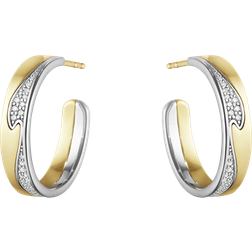 Georg Jensen 18K White & Yellow Gold Fusion Diamond Wavy Hoop Earrings