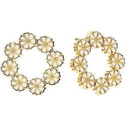 Lund Copenhagen Marguerite Earrings - Gold/White