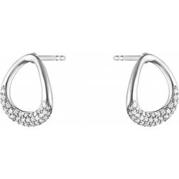 Georg Jensen Sterling Silver Offspring Pave Diamond Stud Earrings