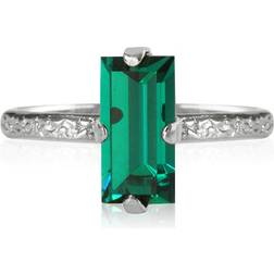 Caroline Svedbom Baguette Ring - Silver/Green