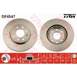 TRW Discos de Freno DAEWOO Nubira Berlina 24 mm 6 100 mm Ventilado Barnizado DF4547 96286933 96300035 96312559