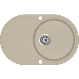 vidaXL Lavello Da Cucina In Granito Vasca Singola Ovale Beige