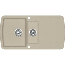 vidaXL Gootsteen Dubbele Bakken Graniet Beige