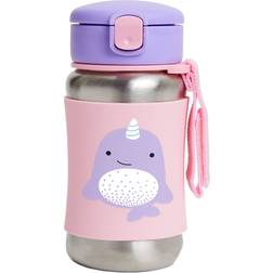 Skip Hop Zoo Stainless Steel Little Kid Straw Bottle Narwhal