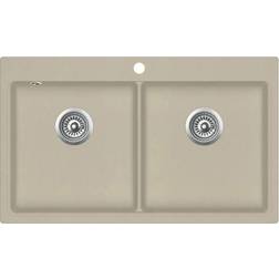 vidaXL Évier De Cuisine Granit Double Lavabo Beige