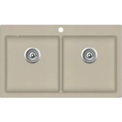 vidaXL Gootsteen Dubbele Bakken Graniet Beige