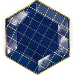 PartyDeco Plates Let's Celebrate Blue/Gold 6-pack