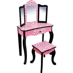 Teamson Kids Gisele Vanity Table & Stool Set Leopard