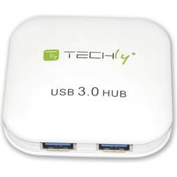 Techly IUSB3-HUB4-WH Hub USB 3.0 Super Speed 4 Porte Bianco