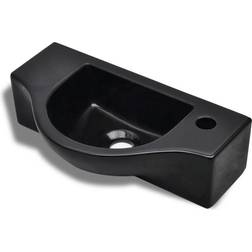 vidaXL Lavabo De Cerámica Con Orificio De Grifo/Desagüe Negro